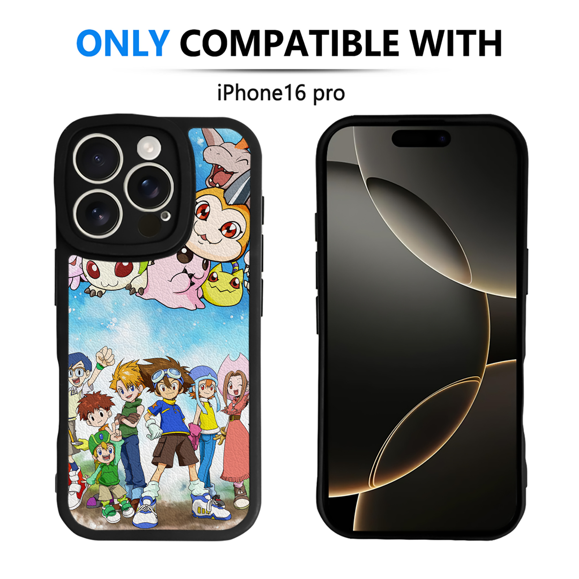 （画像用） Digimon デジタルモンスター/デジモン 【iPhone 16シリーズ対応】シリコンスマホケース（レザー調） 材質：シリコン